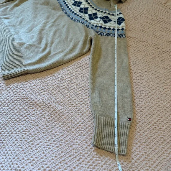 Tommy Hilfiger Fair Isle Argyle Turtleneck Sweater – Tan Blue Cream L - Picture 9 of 9